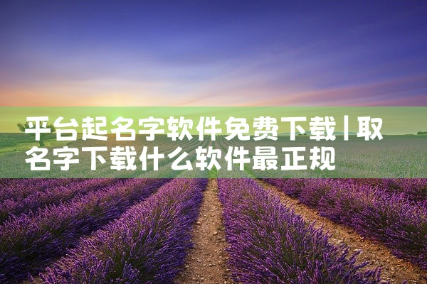 平台起名字软件免费下载