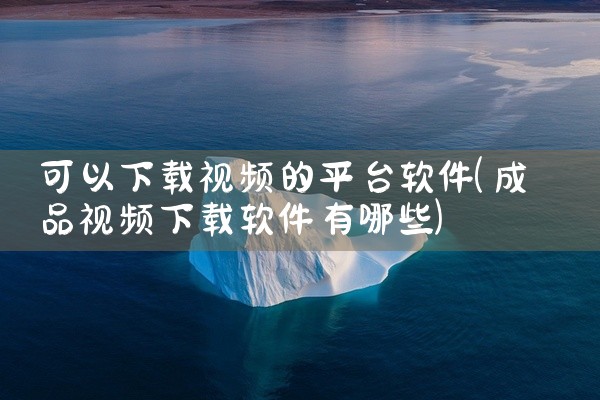 可以下载视频的平台软件